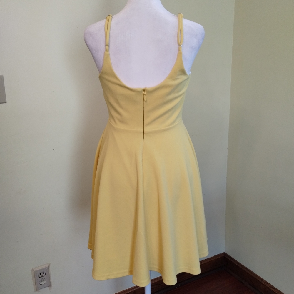 Lulus Yellow Skater Mini Dress Spaghetti Straps Do you Wanna Dance? Size S - Picture 6 of 16